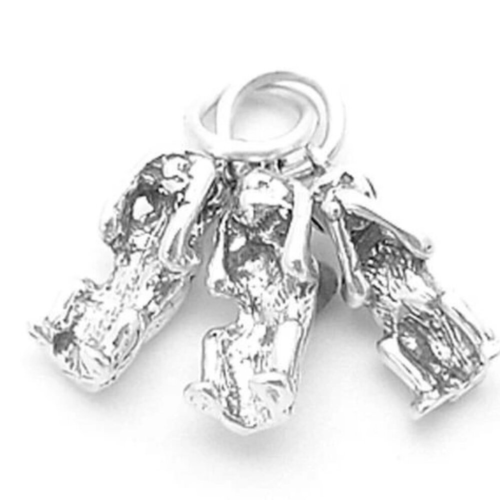 MONKEY "NO EVIL" CHARM IN 3D STERLING SILVER.